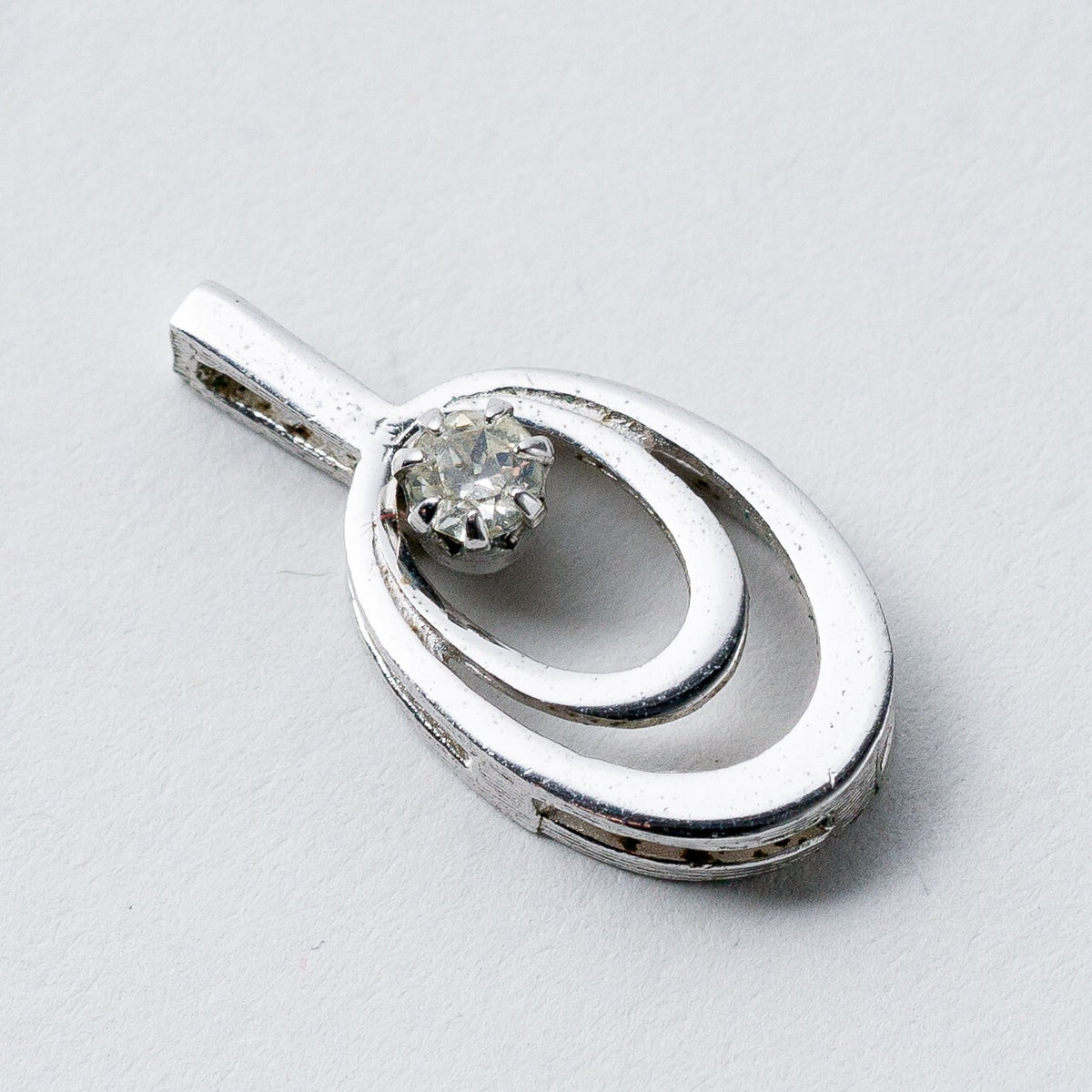 Anhänger 835 Silber Weißer Stein 2 cm 1,57 g2