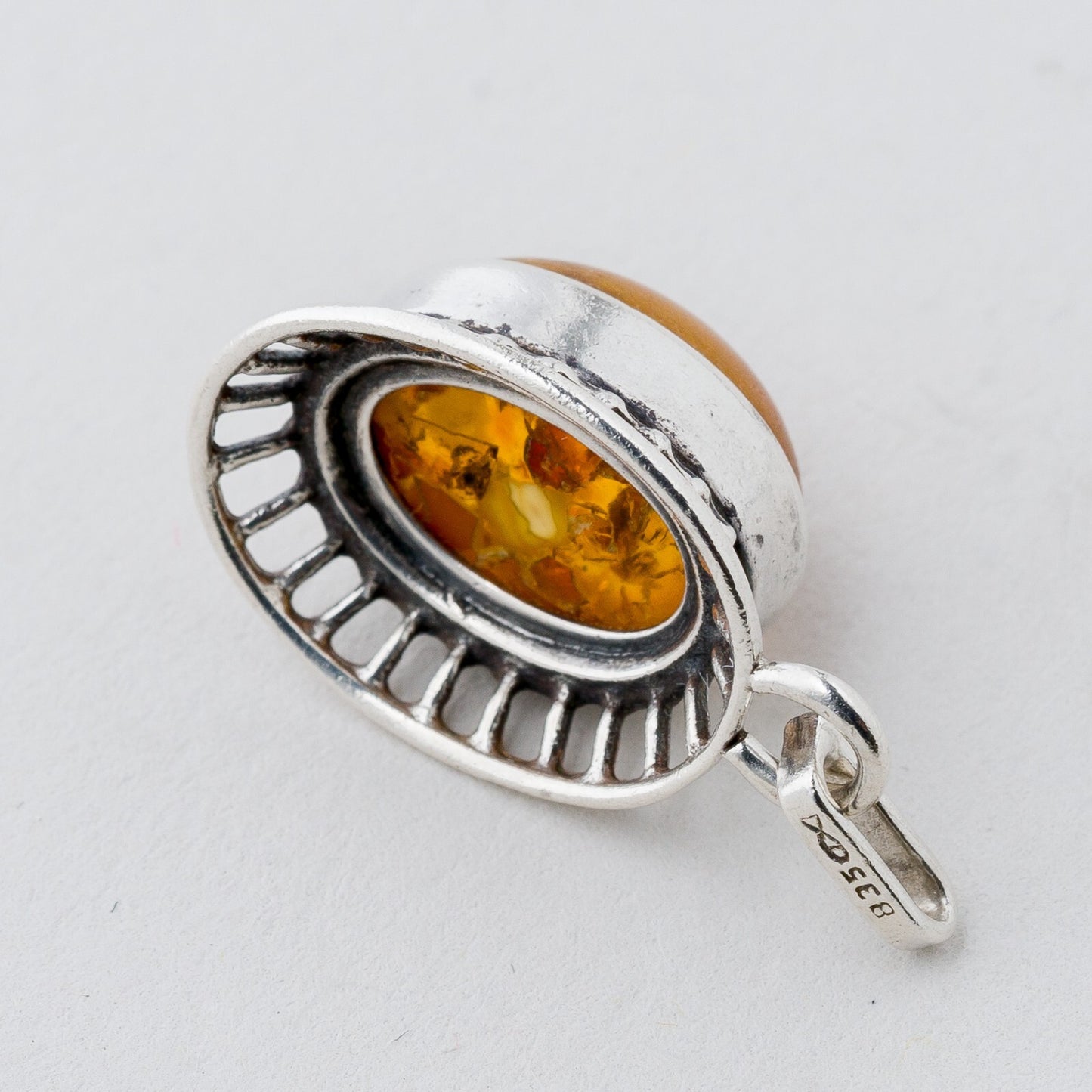 Silber Anhänger 835 Bernstein 3 cm 2,59 g1