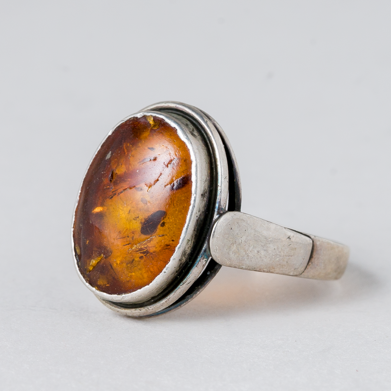 Ring Bernstein 835er Silber 3,02 g Größe 55 (17,5 mm Ø)0
