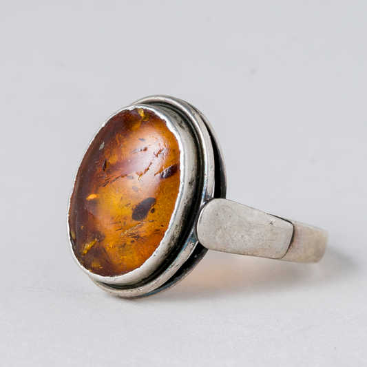 Ring Bernstein 835er Silber 3,02 g Größe 55 (17,5 mm Ø)0