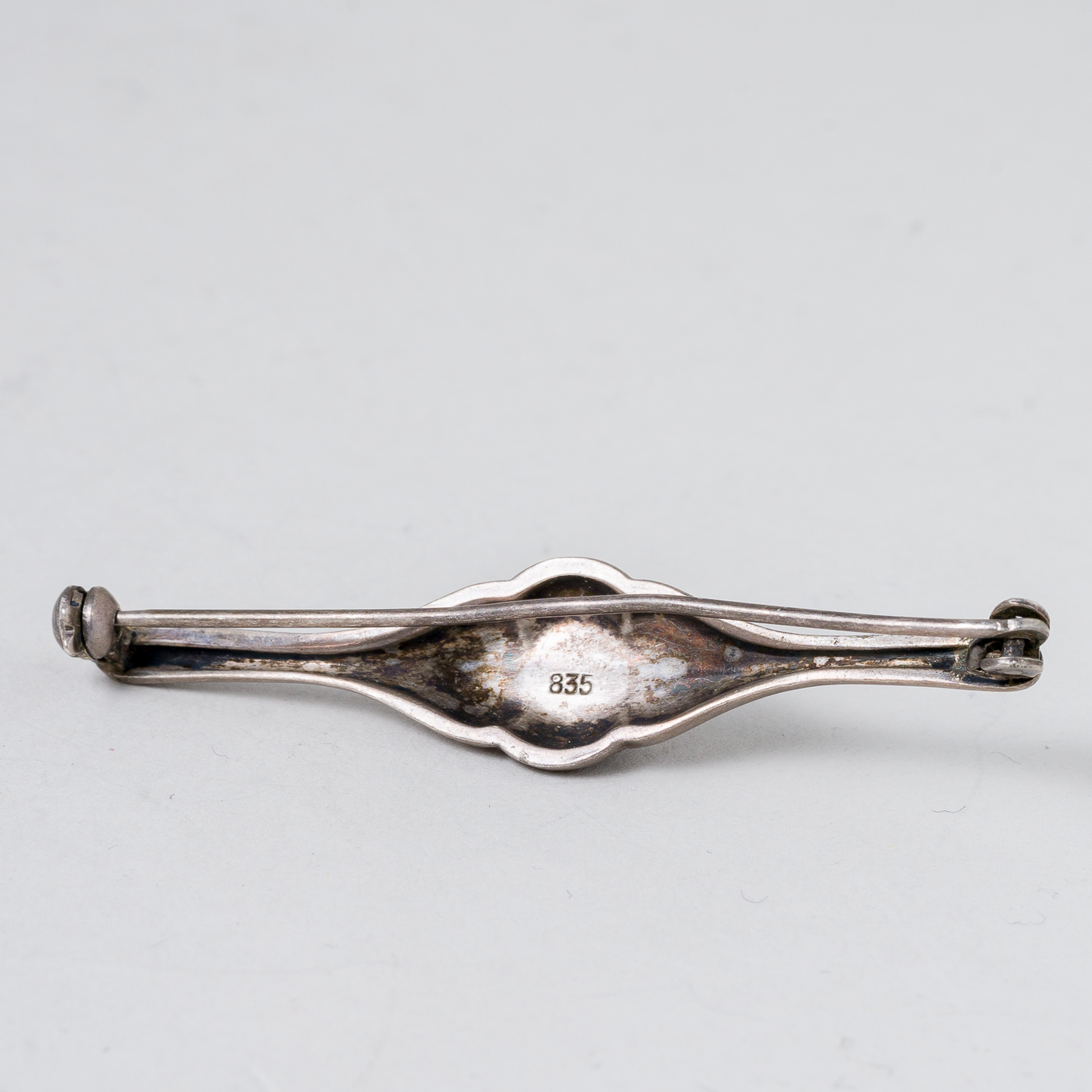 Brosche Roter Stein 835er Silber 4,25 g 5 cm1