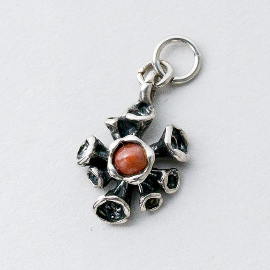 Silber Anhänger Kettenanhänger Roter Stein 1,15 g0