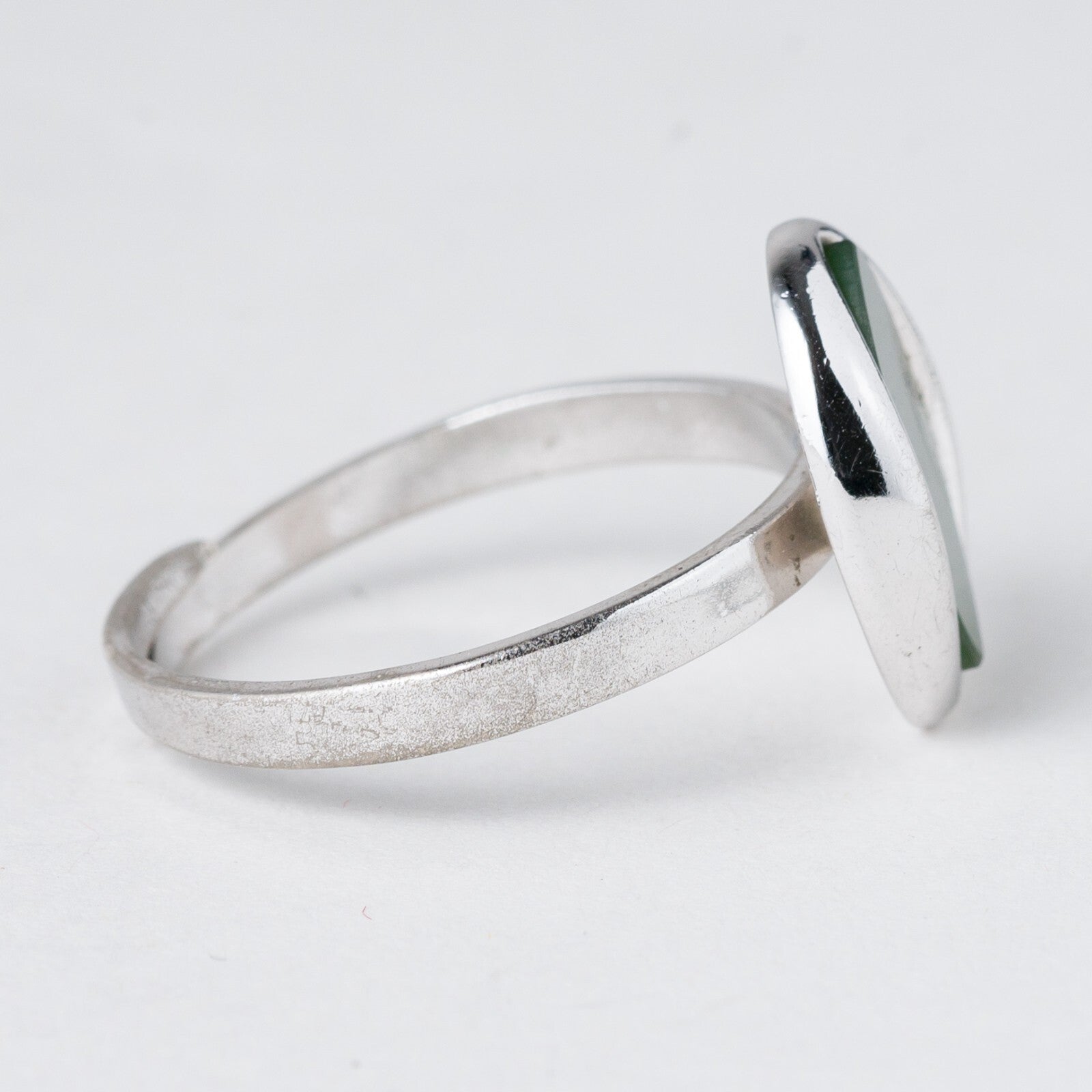 Silber Ring 835 Grüner Stein Größe flexibel ca. 60 3,91 g2