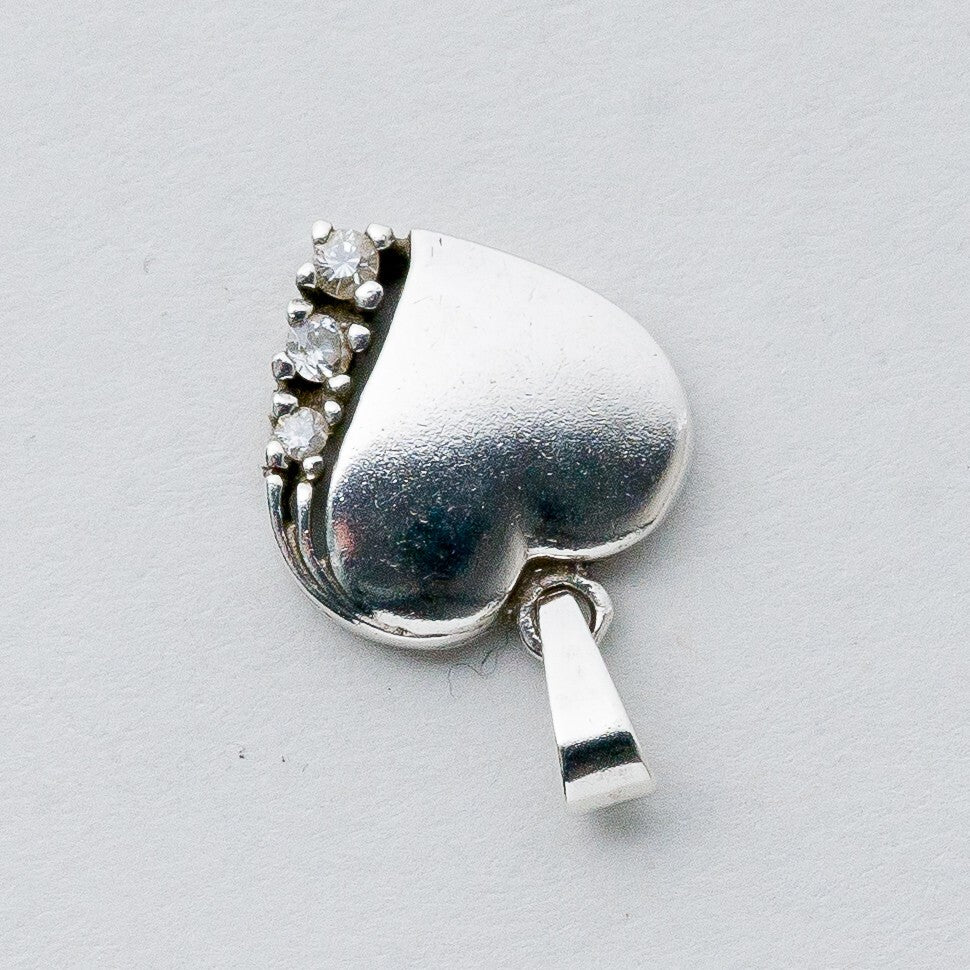 Silber Anhänger Kettenanhänger 925 Herz Weiße Steine 1,03 g1