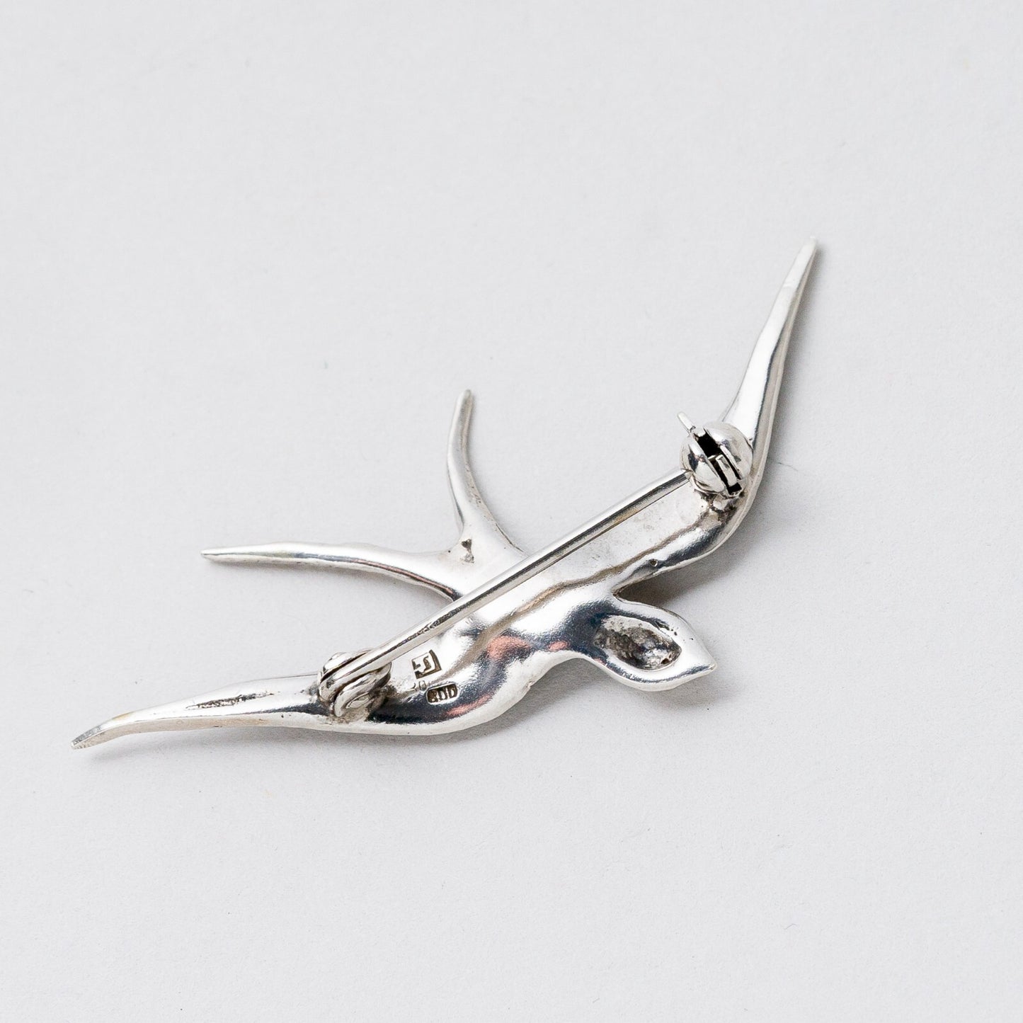 Brosche 800 Silber Vogel Steinbesatz 4,6 cm 3,53 g5