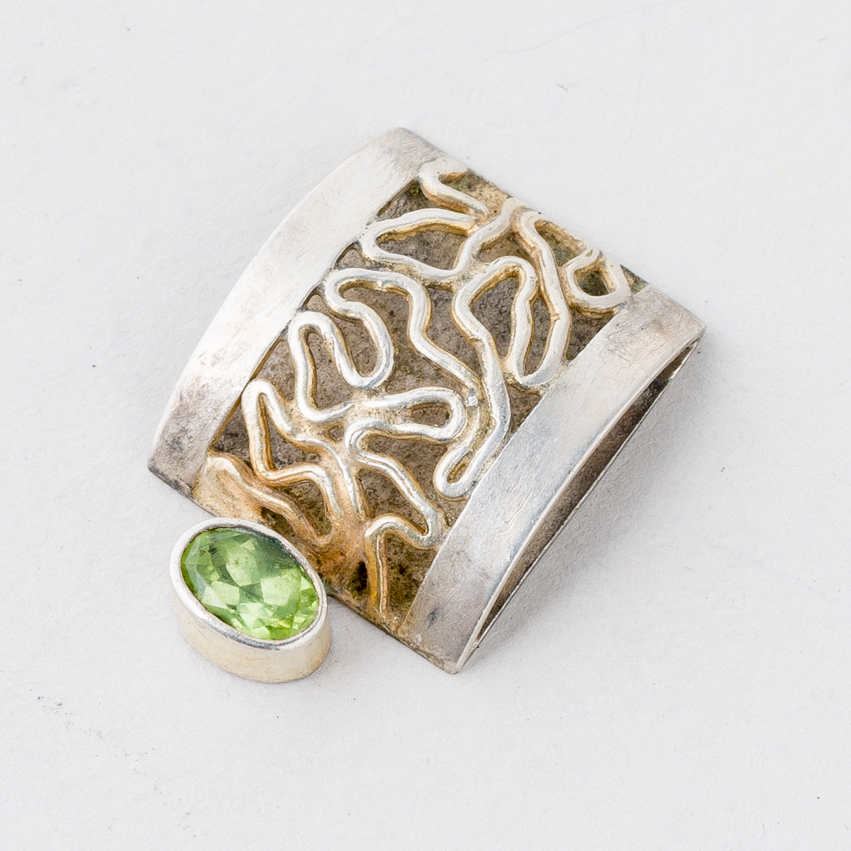 Anhänger Grüner Stein Silber 3,37 g 2,3 cm0