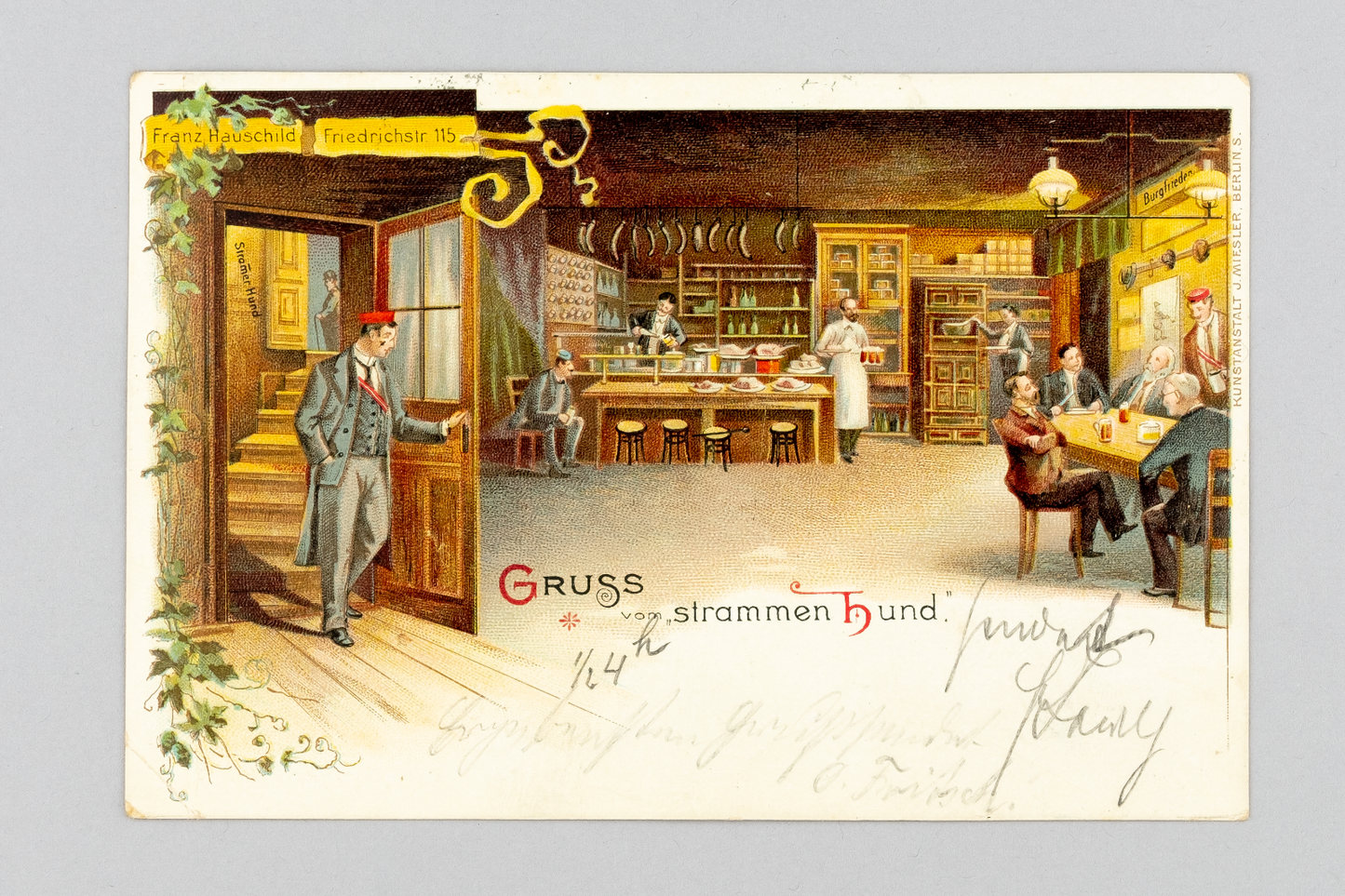 Ansichtskarte Gruss vom strammen Hund Berlin Friedrichstraße 18990