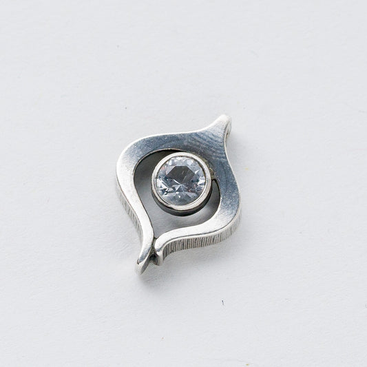 Anhänger 925 Silber Weißer Stein 1,7 cm 1,64 g0