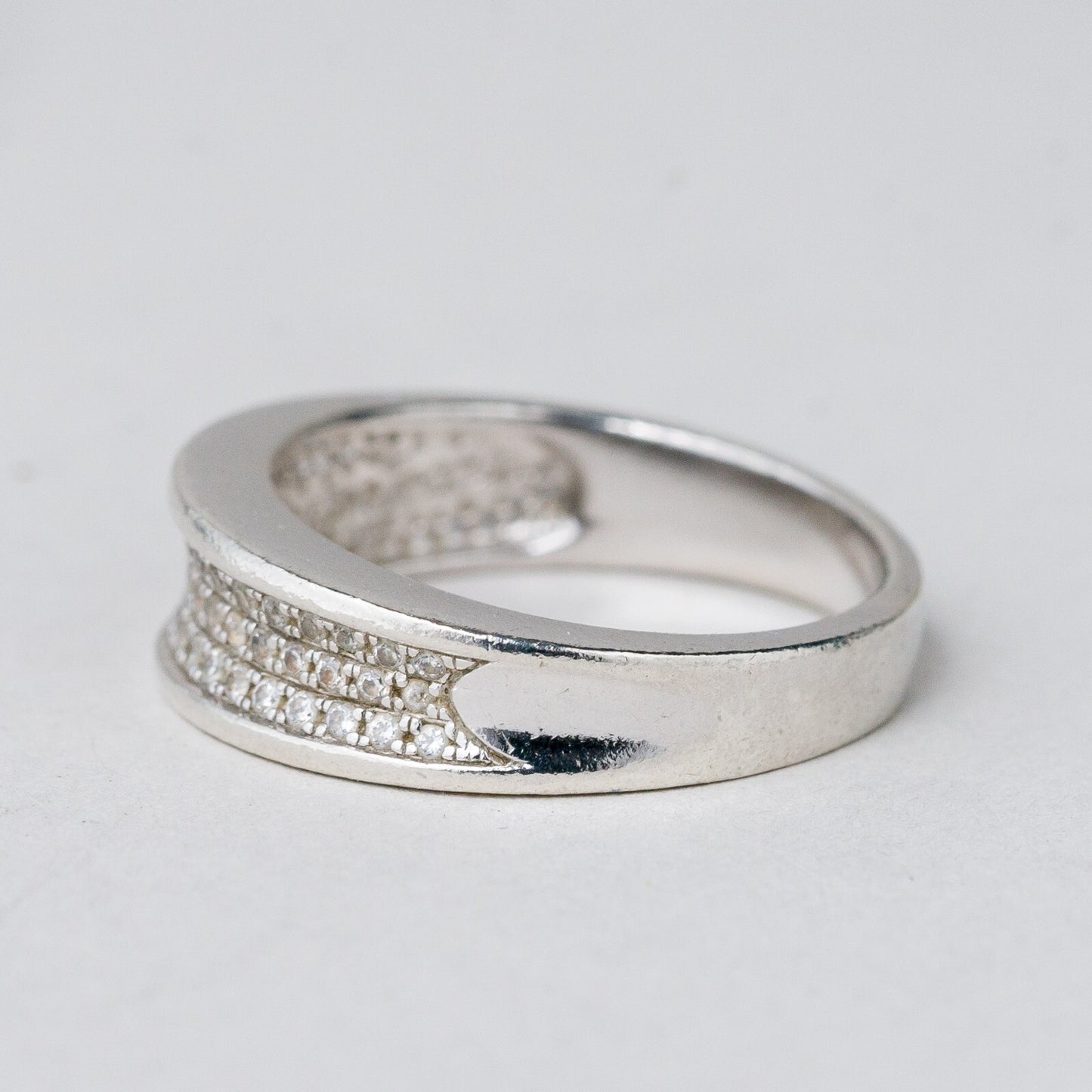 Silber Ring Weißer Stein Größe 55 (17,5 mm Ø) 3,76 g1