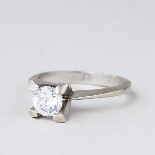 Ring Weißer Stein 3,86 g 925er Silber Größe 52 (16,5 mm Ø)0