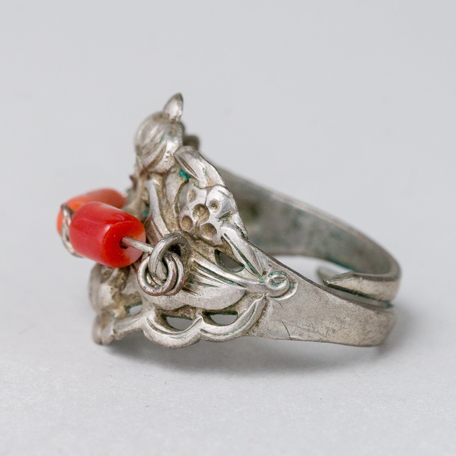 Silber Ring Roter Stein Größe flexibel ca. 55 3,75 g1