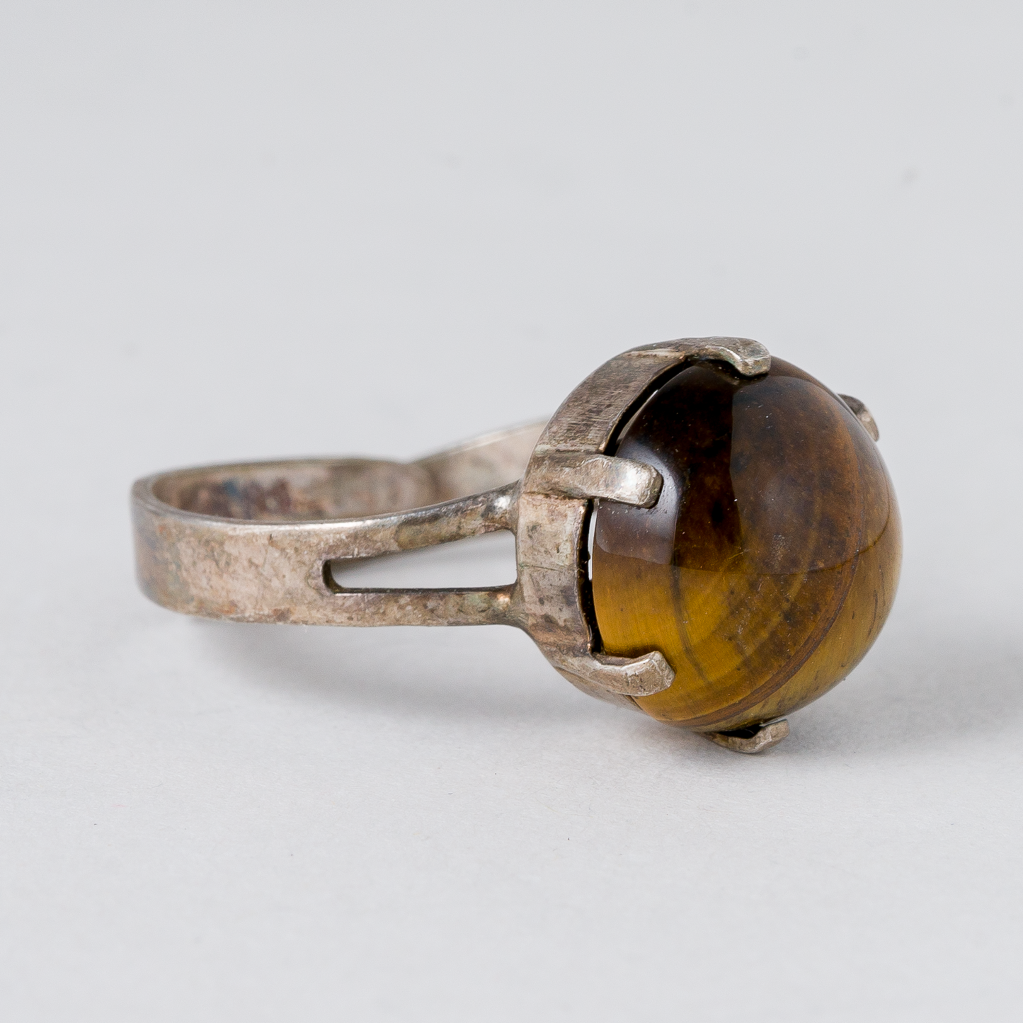 Ring Brauner Stein 835er Silber 3,62 g Größe flexibel1