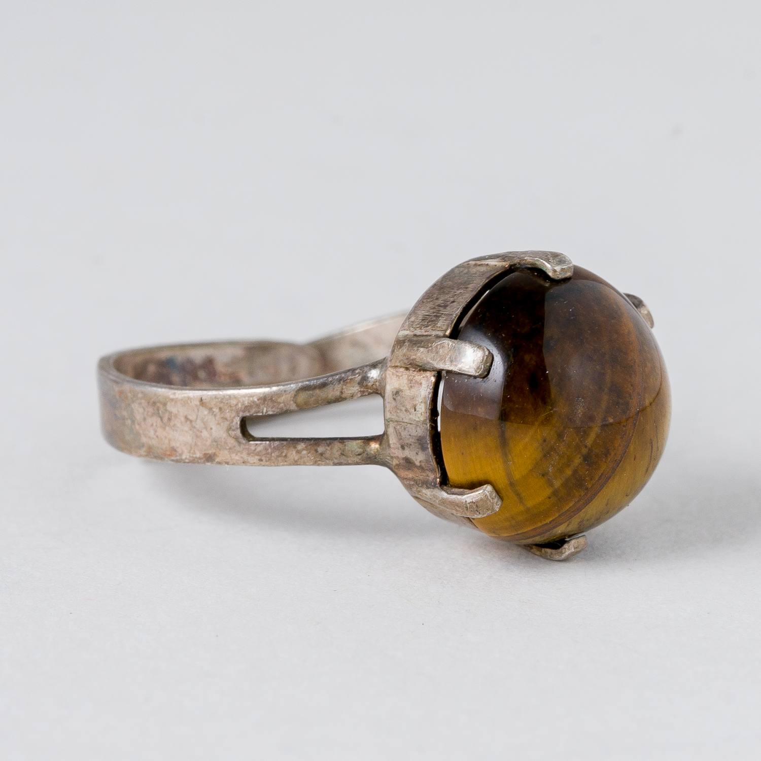 Ring Brauner Stein 835er Silber 3,62 g Größe flexibel1