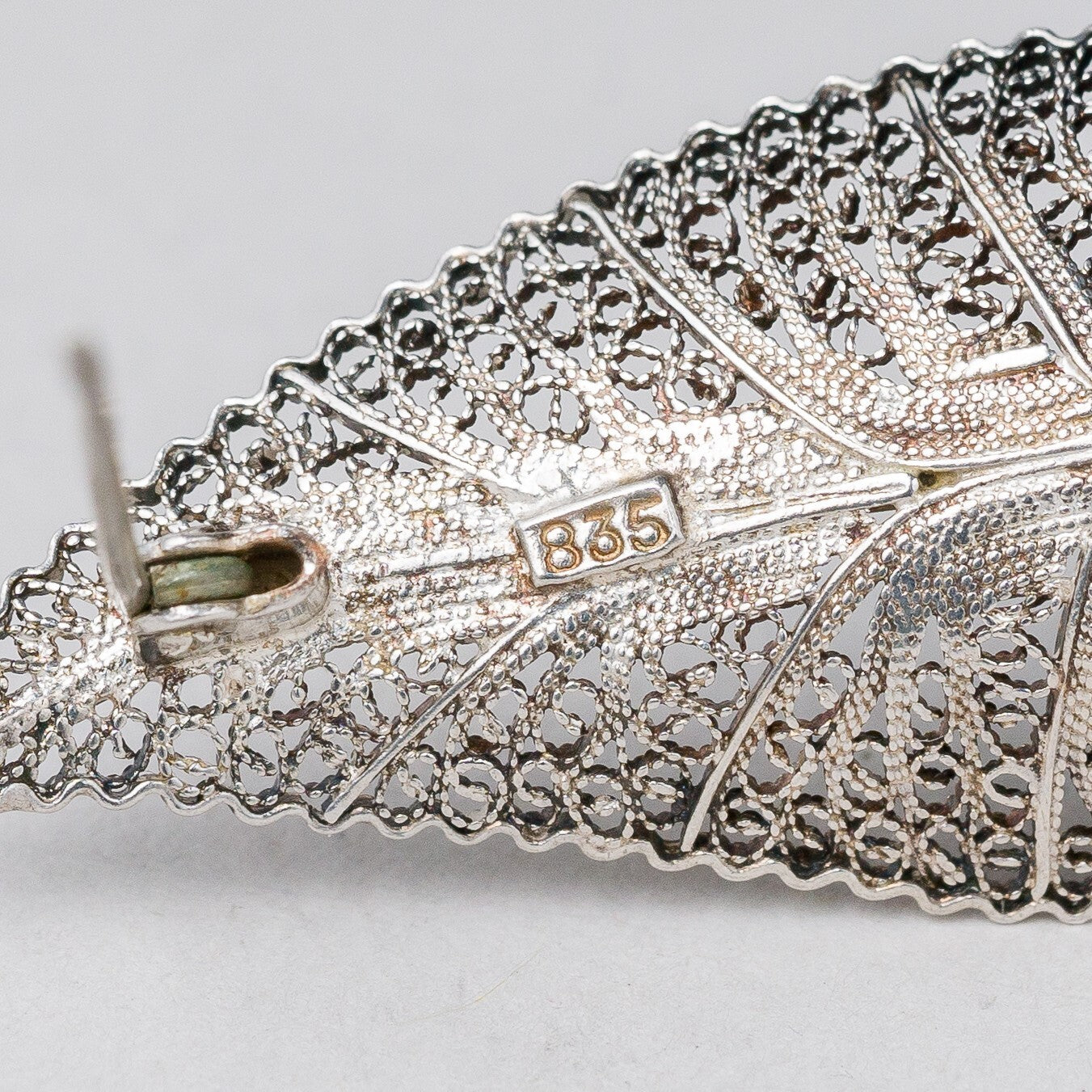 Brosche 835 Silber filigran 4 cm 3,14 g4
