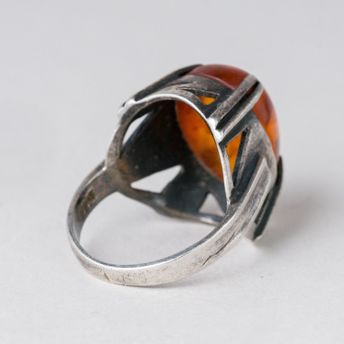 Silber Ring 925 Bernstein-Imitat Größe 52 (16,5 mm Ø) 5,61 g3