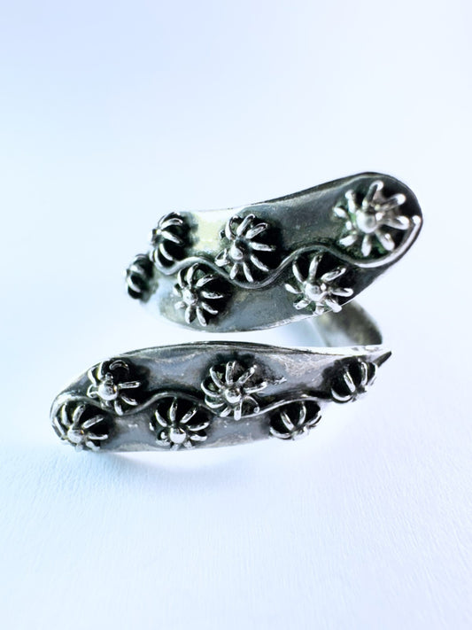 Silberring 925er Sterling Silber mit Blüten Größe 55 (17,5 mm Ø) 5,55 g0