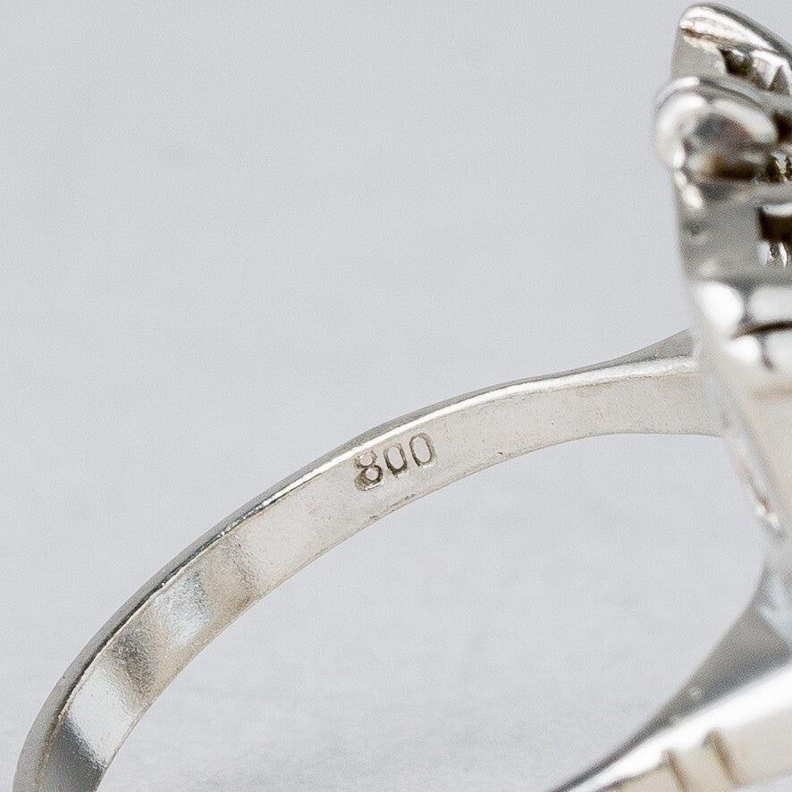 Silber Ring 800 Blauer Stein Größe 52 (16,5 mm Ø) 4,83 g6