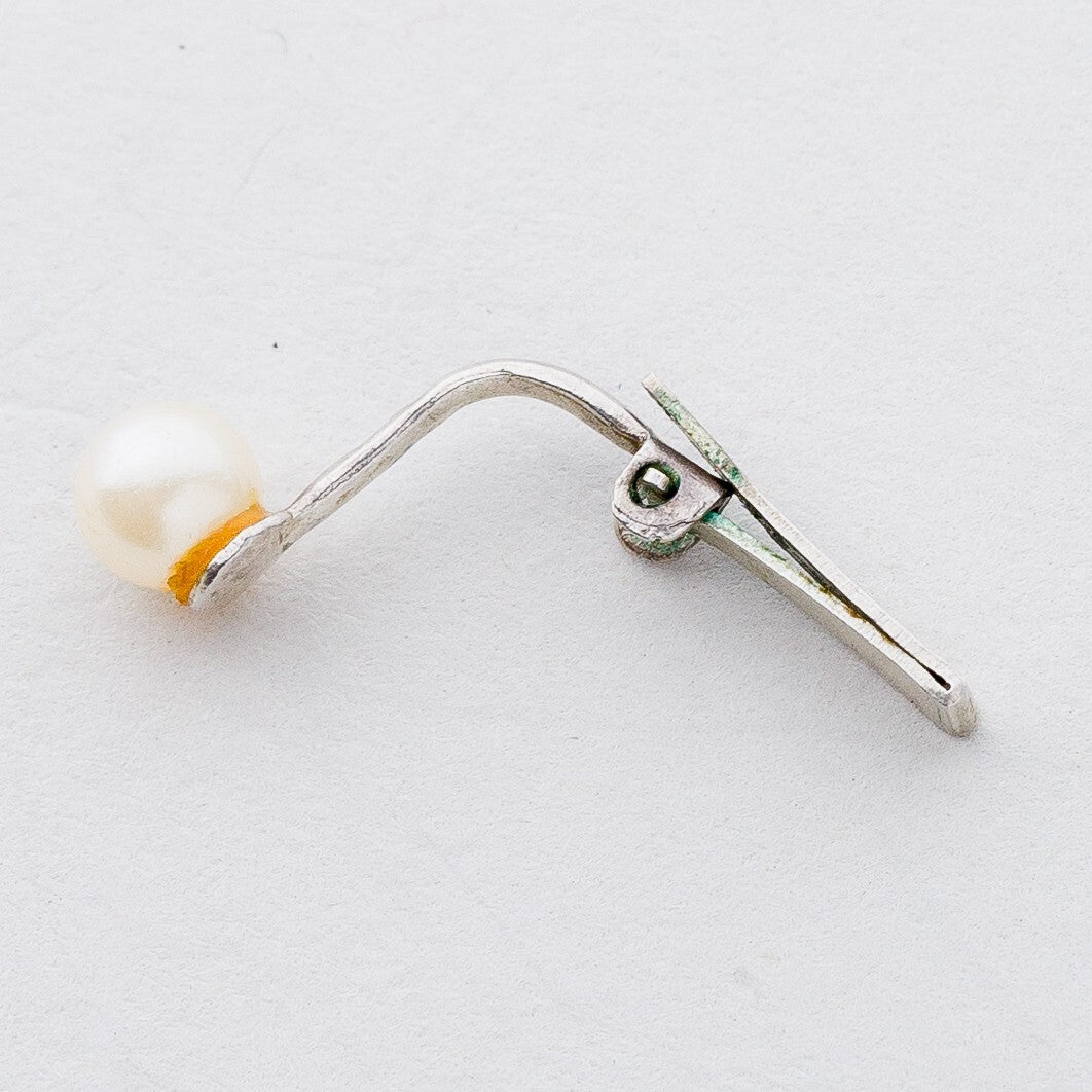 Einzelner Ohrring Clip Silber Perle 0,66 g5