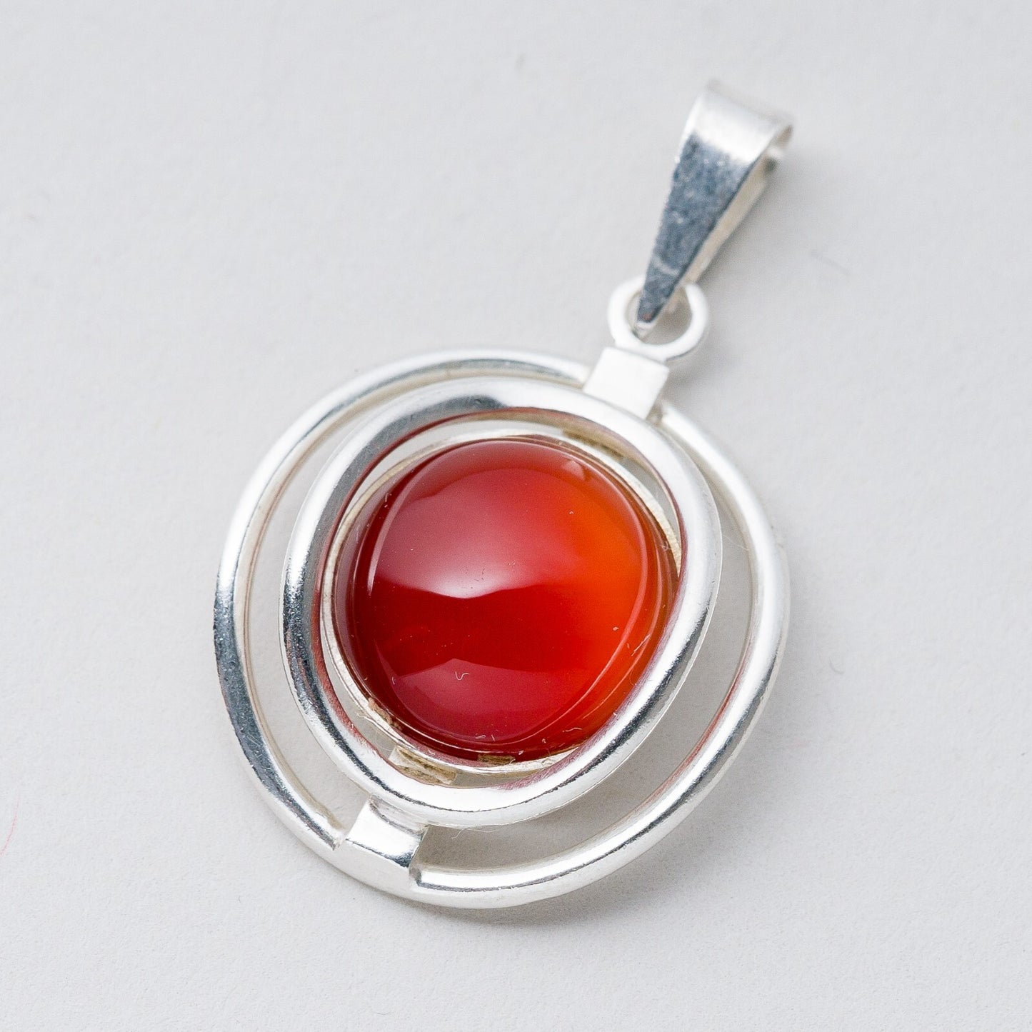 Anhänger Silber 835 Roter Stein 3,2 cm 4,5 g0