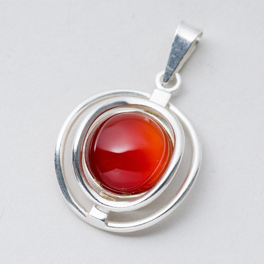 Anhänger Silber 835 Roter Stein 3,2 cm 4,5 g0