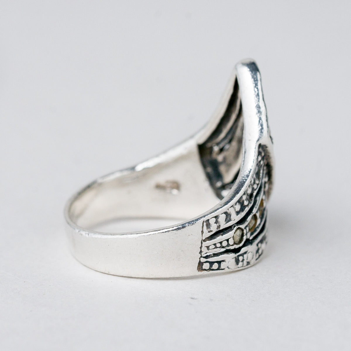 Silber Ring 925 Graue Steine Größe 55 (17,5 mm Ø) 5,89 g4