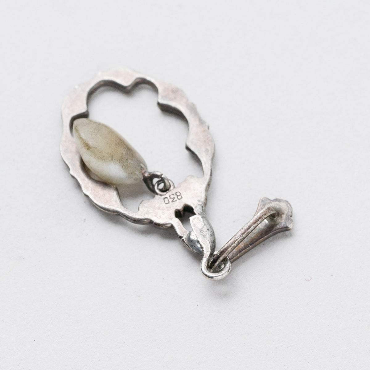 Anhänger 830 Silber Perle Graue Steine 3,4 cm 1,59 g4