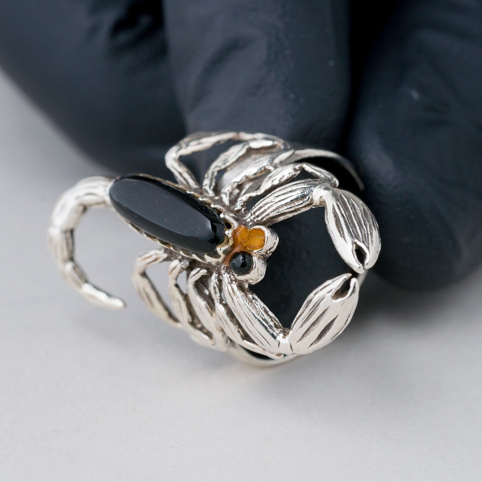 Ring Silber Skorpion Schwarze Steine Größe 58 (18,4 mm Ø) 6,48 g7