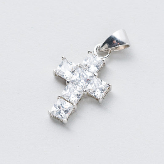 Anhänger Silber 925 Kreuz Weiße Steine 2,6 cm 2,01 g0