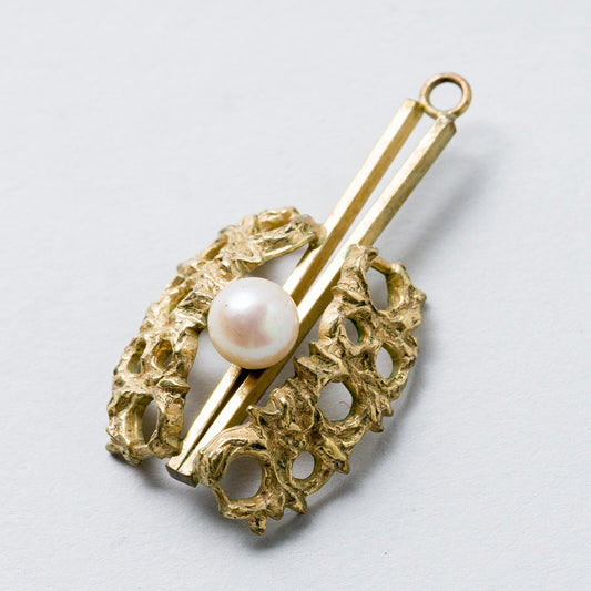 Anhänger Silber vergoldet Perle 3,6 cm 3,48 g0