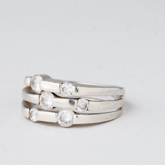 Ring Weiße Steine 5,35 g 925er Silber Größe 54 (17,2 mm Ø)0