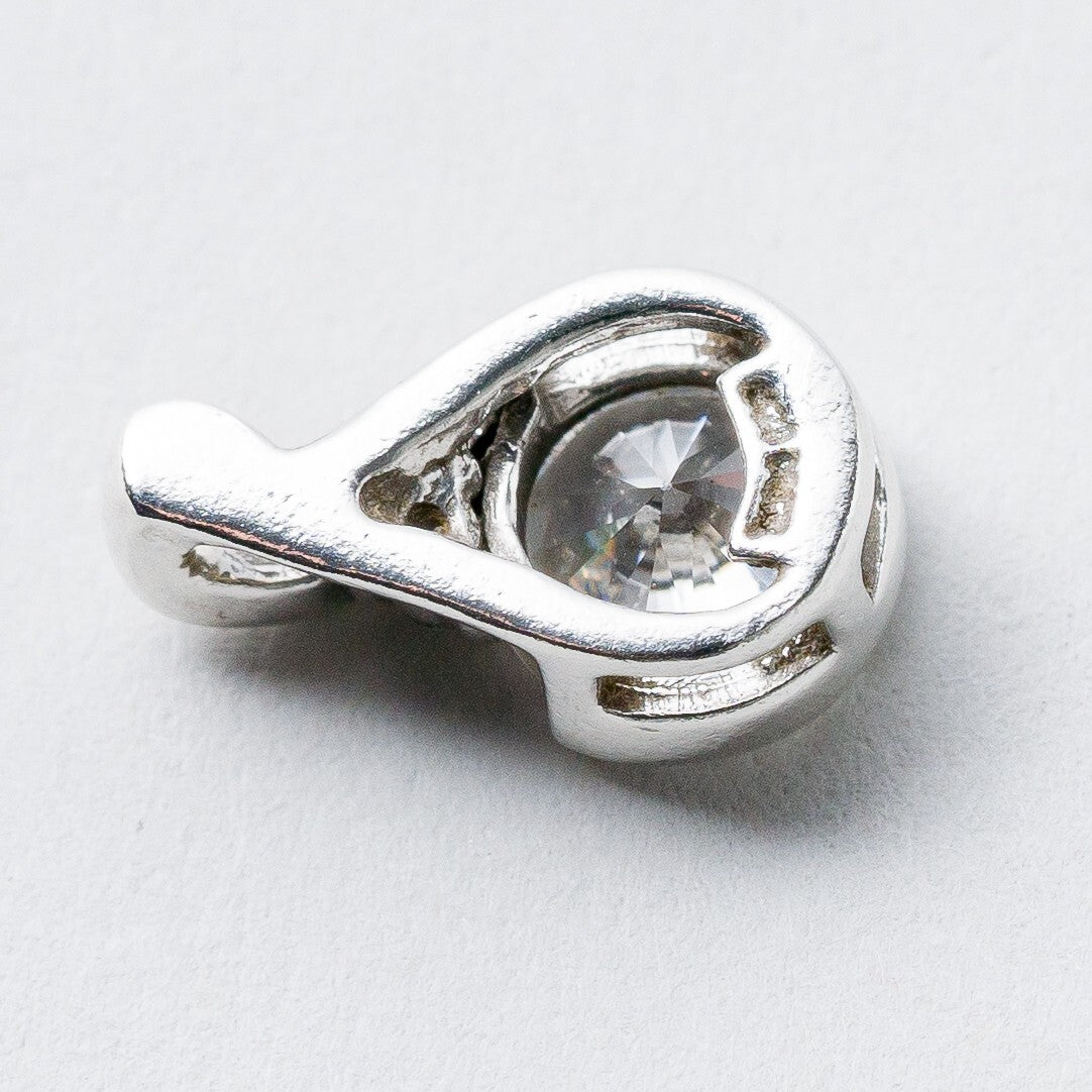 Silber Anhänger Weiße Steine 1,3 cm 1,26 g7
