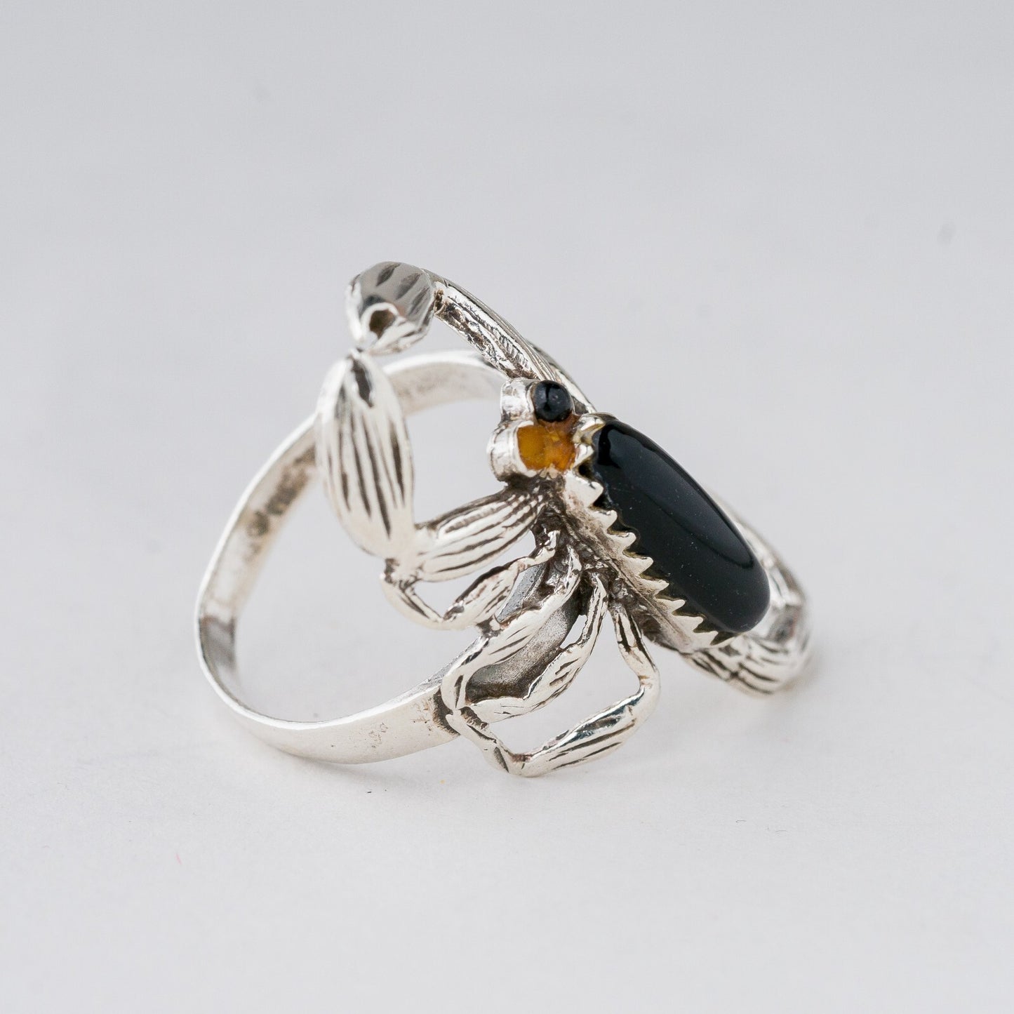 Ring Silber Skorpion Schwarze Steine Größe 58 (18,4 mm Ø) 6,48 g4