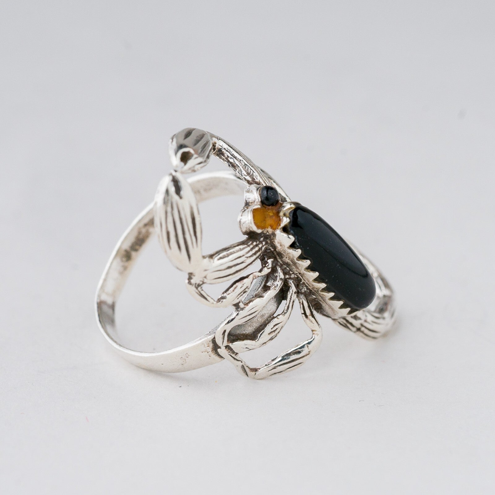 Ring Silber Skorpion Schwarze Steine Größe 58 (18,4 mm Ø) 6,48 g4