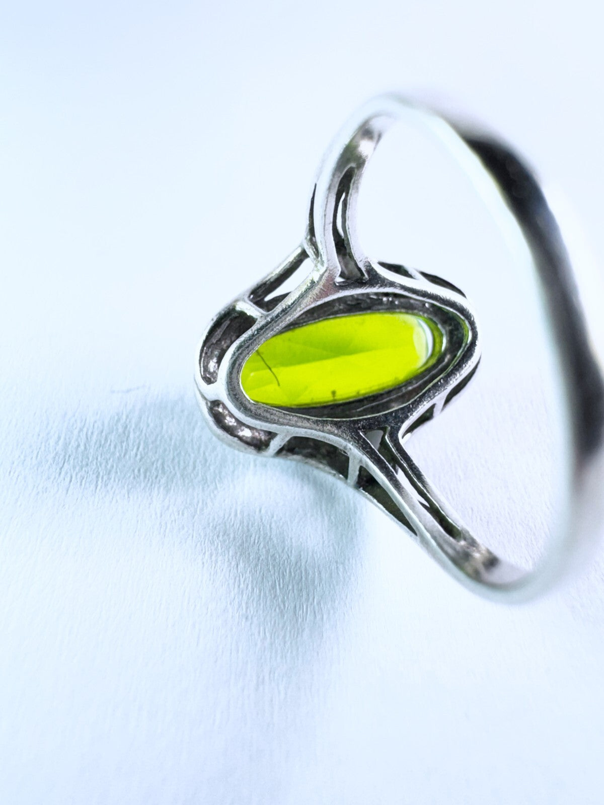 Ring 925er Silber Größe 55 Hellgrüner ovaler Stein 4,03g3