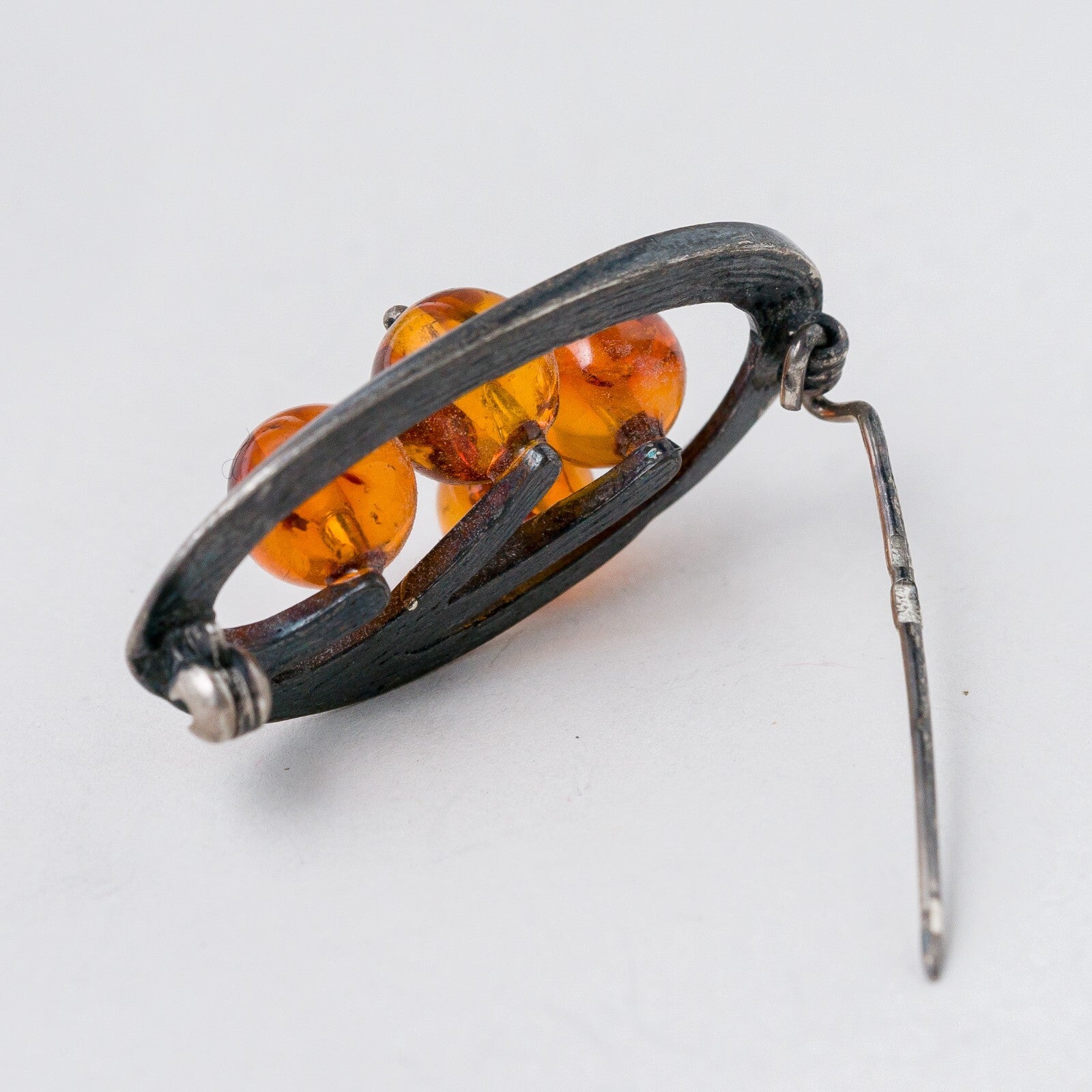 Brosche 925 Silber Bernstein 3,5 cm 5,9 g6