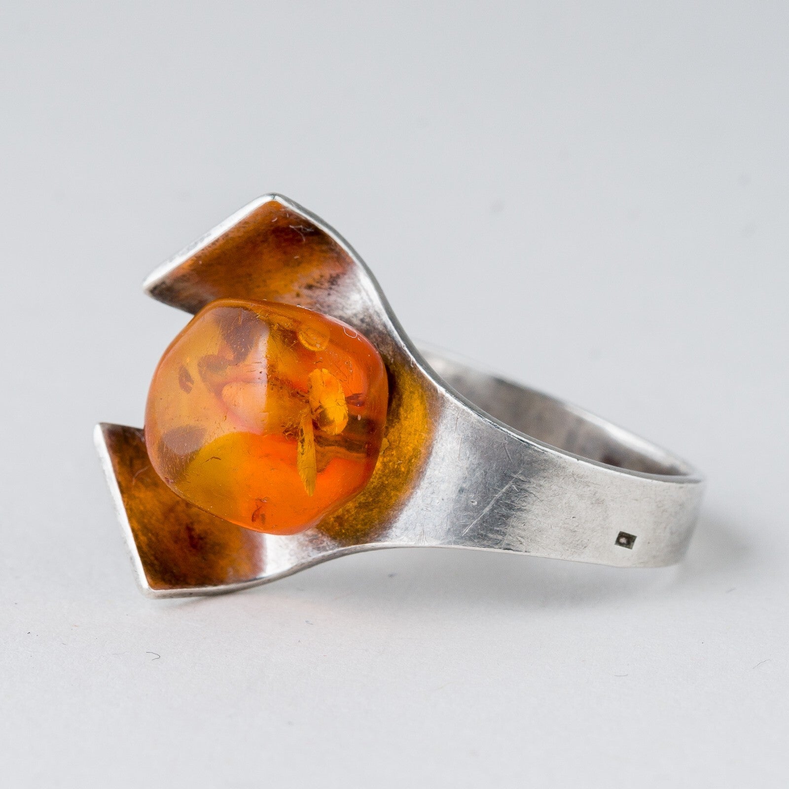 Silber Ring 835 Bernstein Größe 55 (17,5 mm Ø) 5,67 g0
