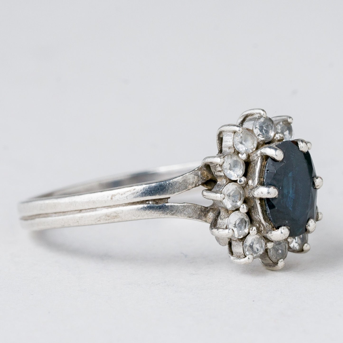 Silber Ring 925 Blauer Stein Größe 57 (18,1 mm Ø) 2,86 g1