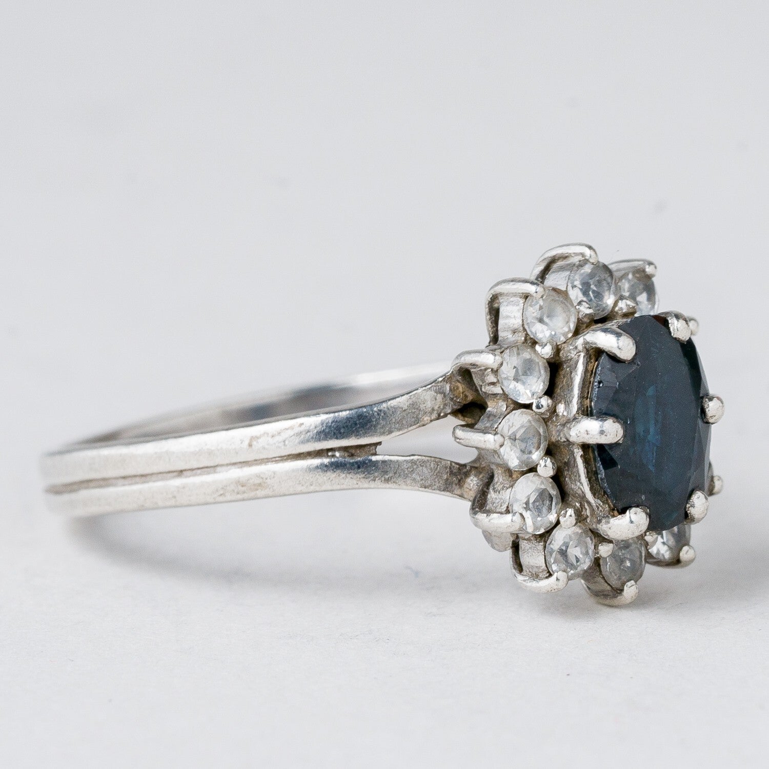 Silber Ring 925 Blauer Stein Größe 57 (18,1 mm Ø) 2,86 g1
