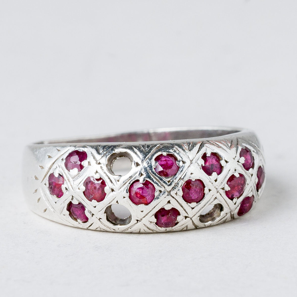 Silber Ring 925 Purpurne Steine Größe 60 (19,1 mm Ø) 4,04 g1