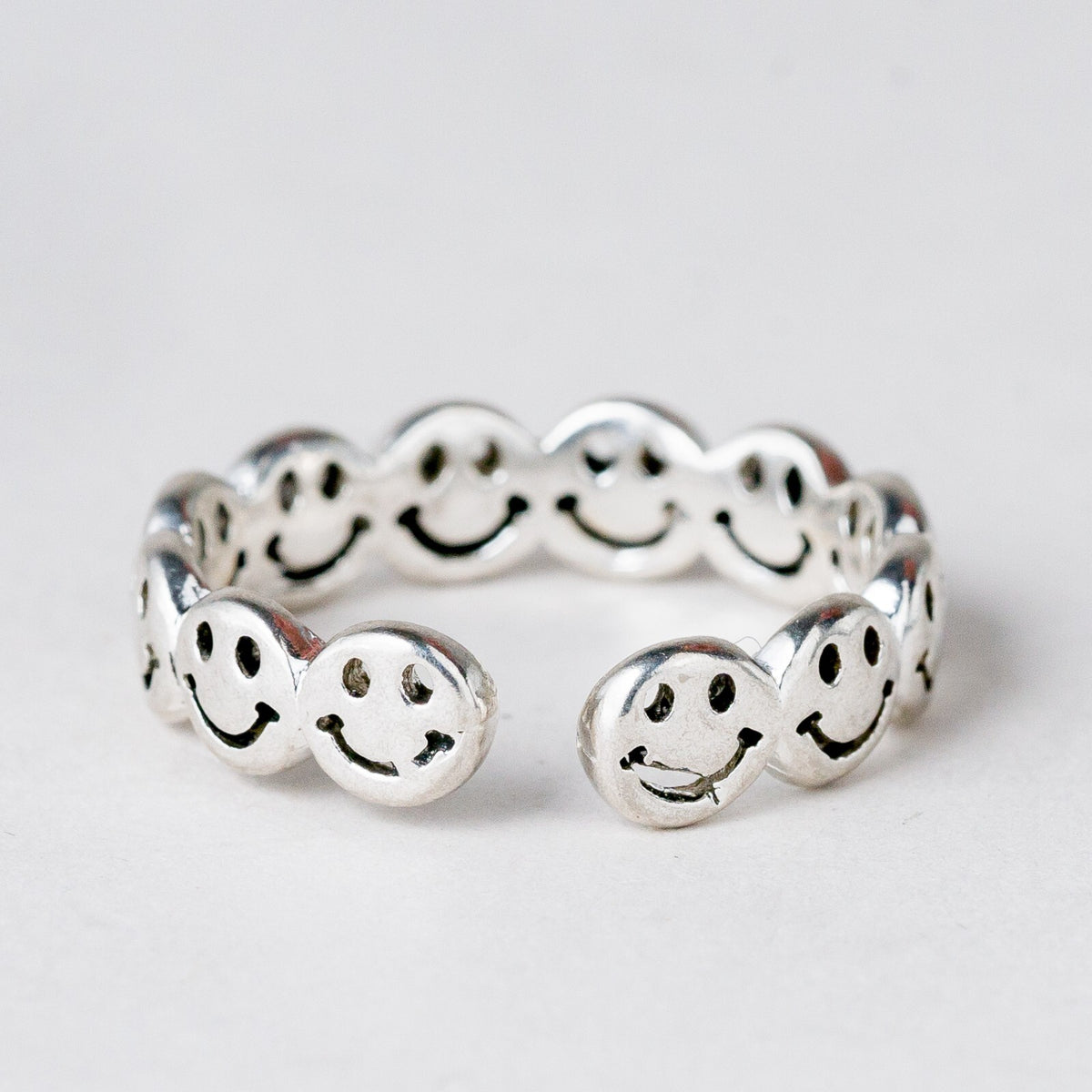 Silber Ring 925 Smileys Größe flexibel ca. 57 2,52 g3