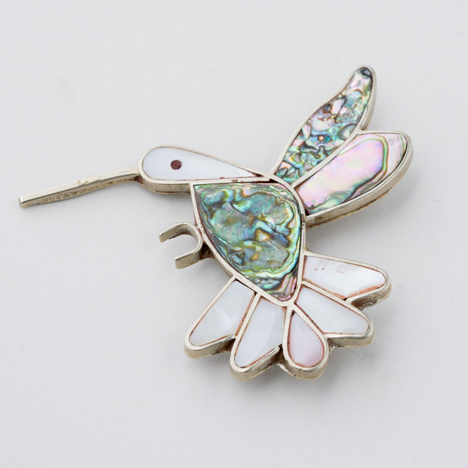 Silber Brosche Perlmutt Kolibri 12,6 g0