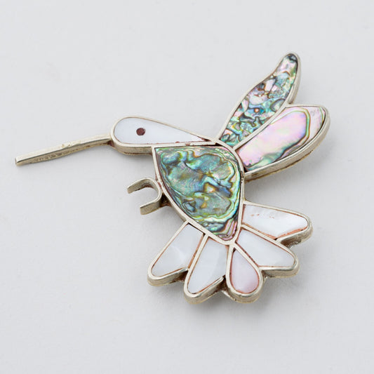 Silber Brosche Perlmutt Kolibri 12,6 g0