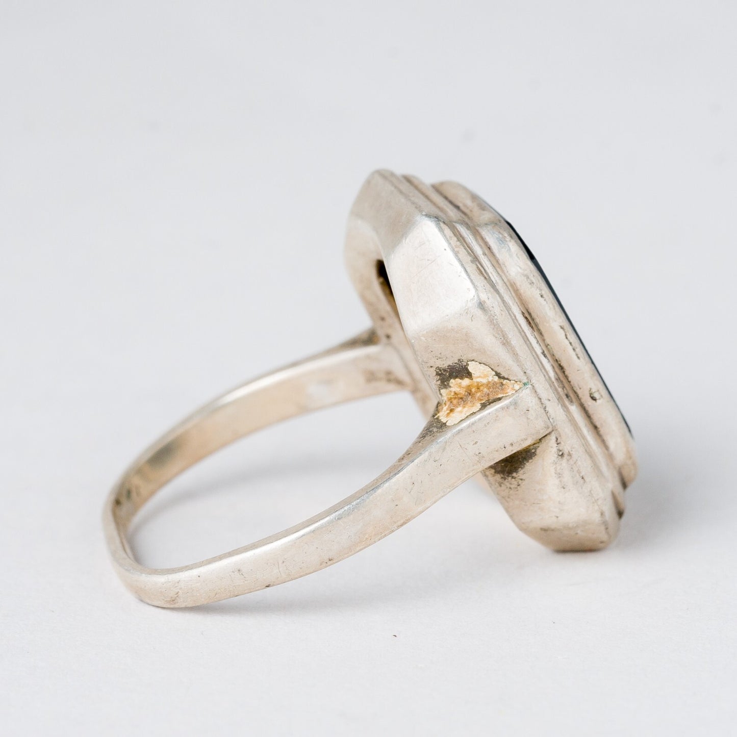 Silber Ring 835 Schwarzer Stein Größe 52 (16,5 mm Ø) 4,92 g2