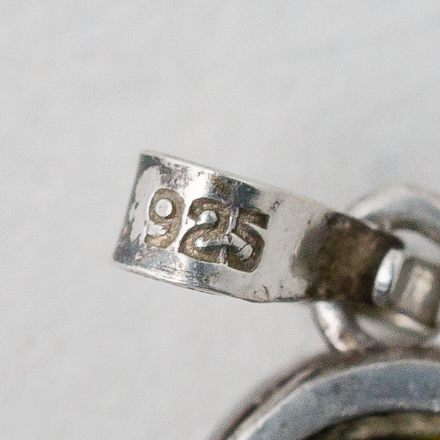 Anhänger Schwarzer Stein 925er Silber 1,75 g 2,5 cm2