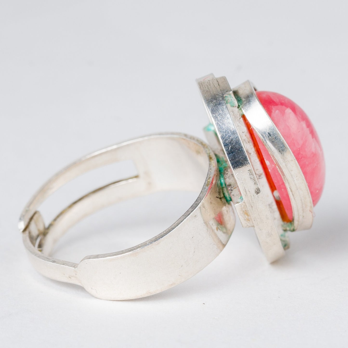Silber Ring 835 Roter Stein Größe flexibel ca. 55 7,18 g2