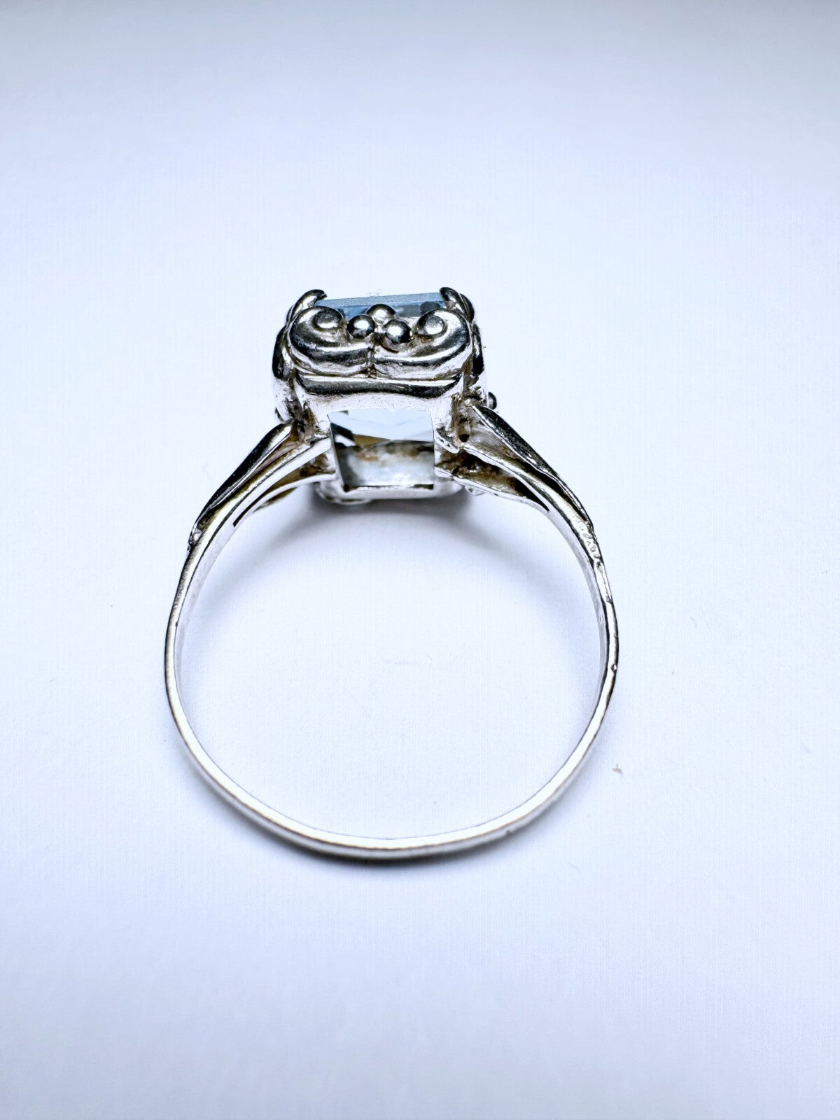 Ring 925er Silber Größe 57 Hellblauer Emerald Cut Stein 3,63g2