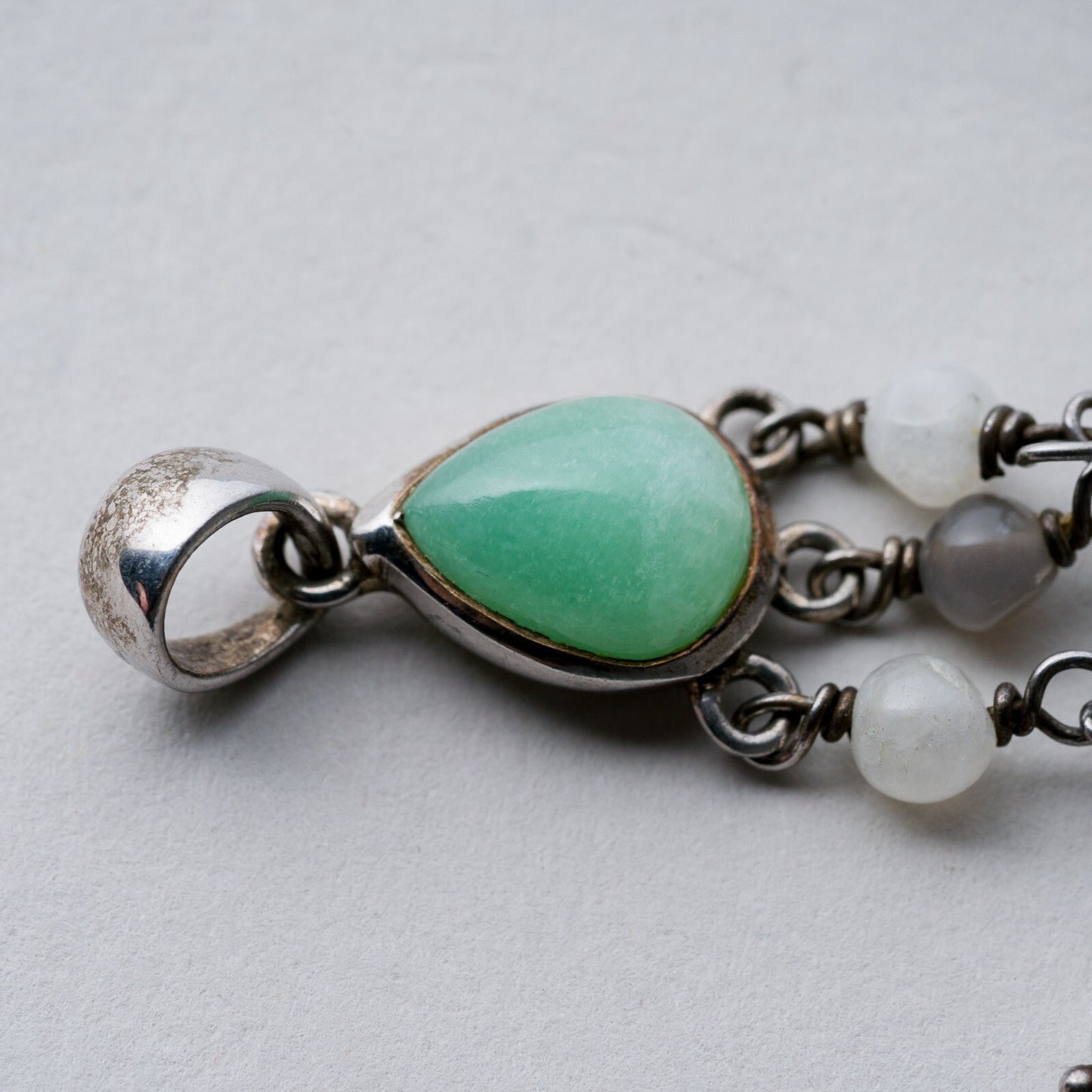 Anhänger Silber 925 Grüner Stein 4,5 cm 3,59 g3