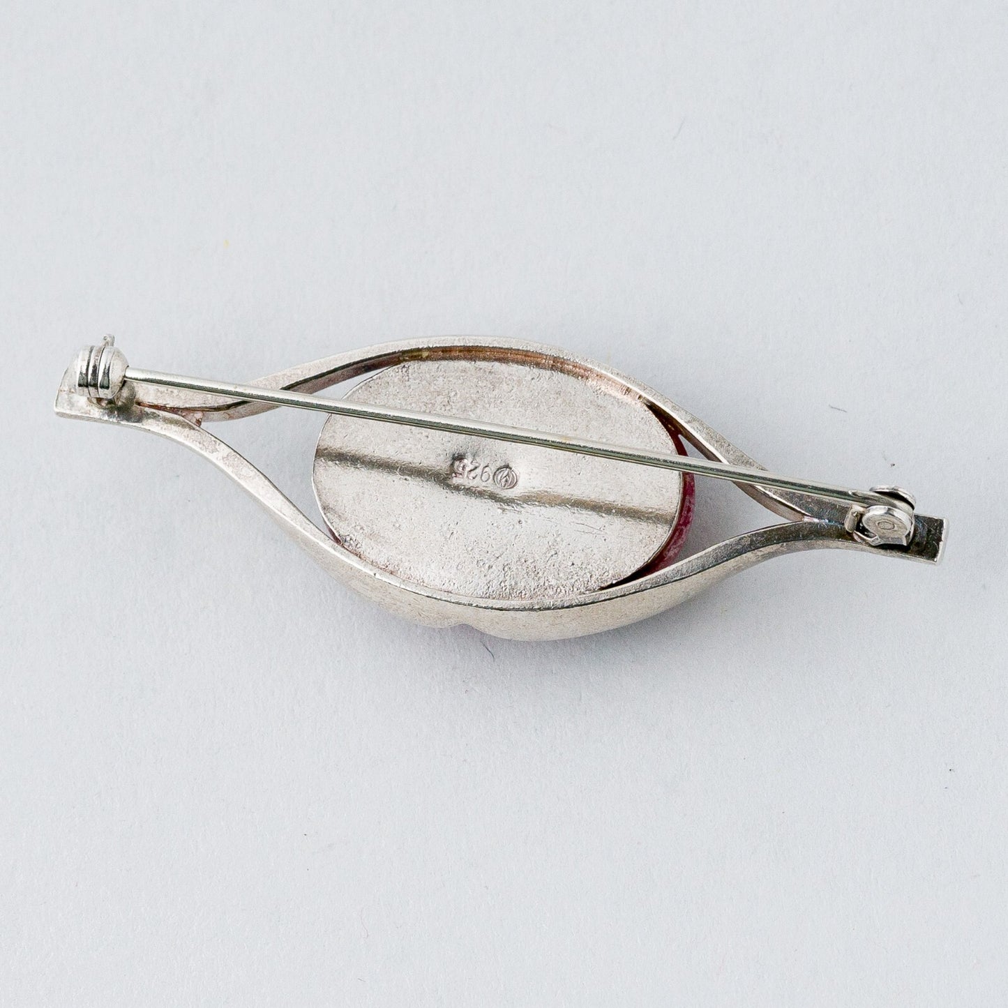 Silber Brosche Spange 925 Roter Stein 13,31 g3