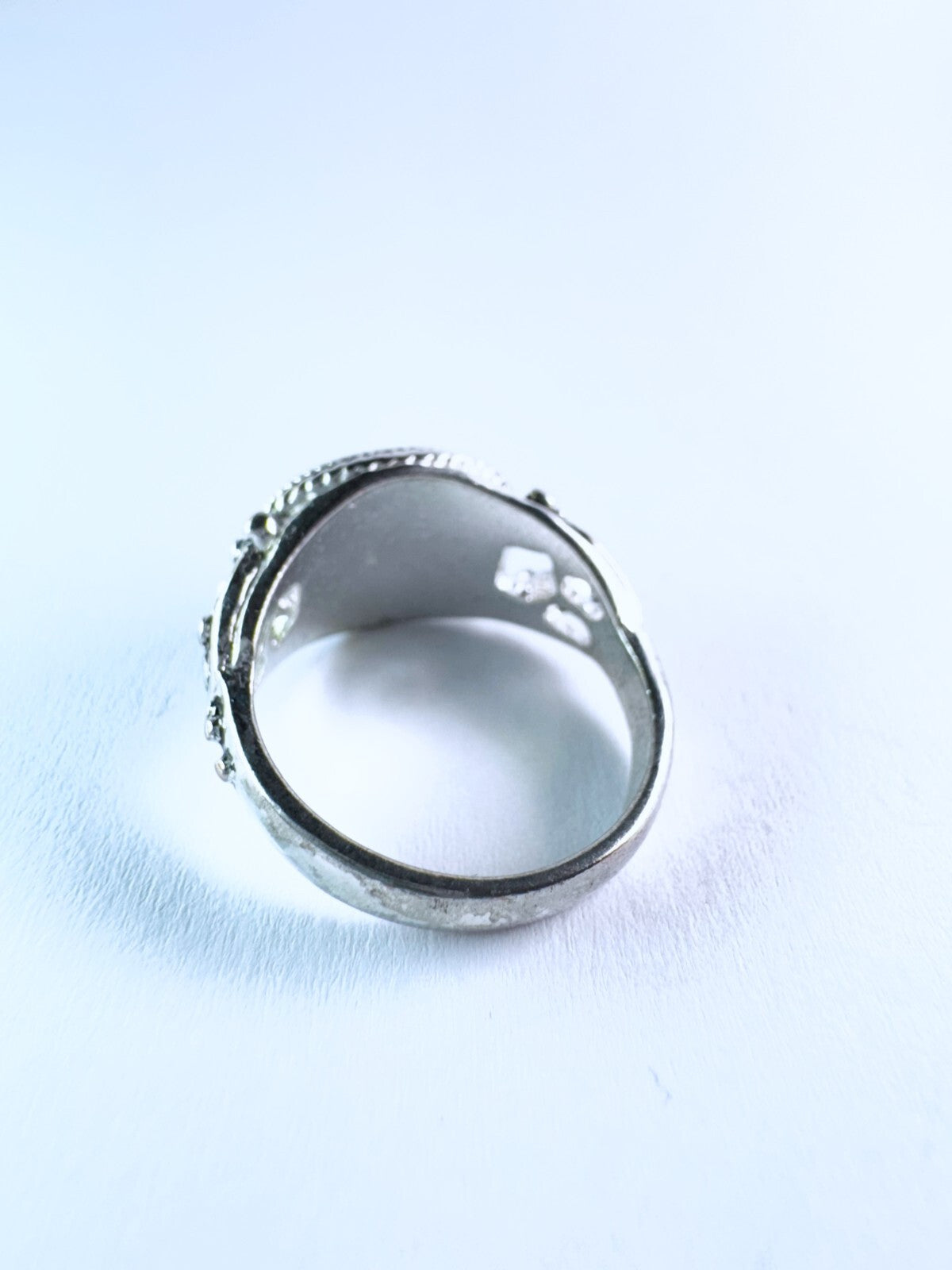 Ring Versilberter Silber Größe 56 Weißer ovaler Stein 5,56g2