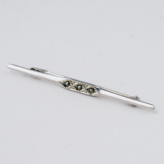 Silber Brosche 800 Graue Steine 2,32 g0